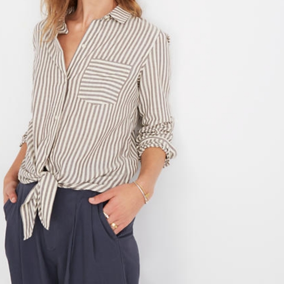 NWT Madewell stripe tie front top - Picture 3 of 7